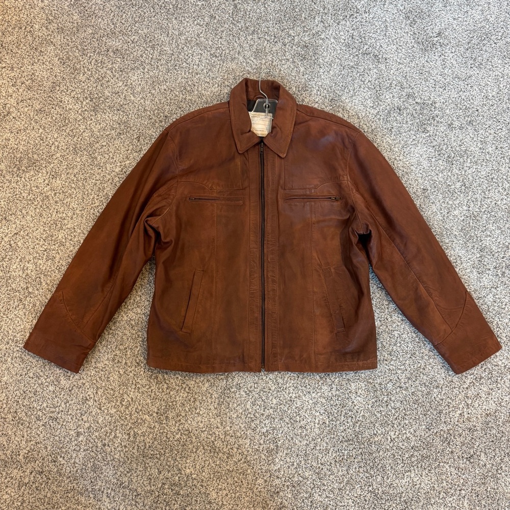 BRAND NEW Men’s XL Genuine Leather Jacket – Brown (Made in Pakistan)